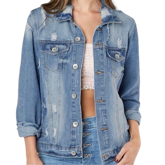 Ci Sono Jackets & Blazers - Ci Sono Distressed Denim Jacket